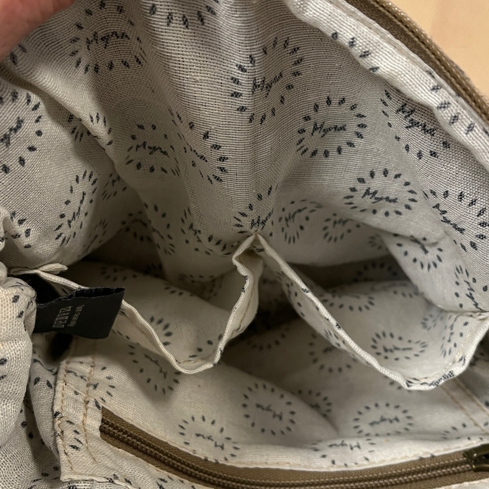 Myra Bag S-1305 Crossbody Leaf Print Canvas Bag w/ Leather Trim & Gold Bike Pin - Picture 12 of 16